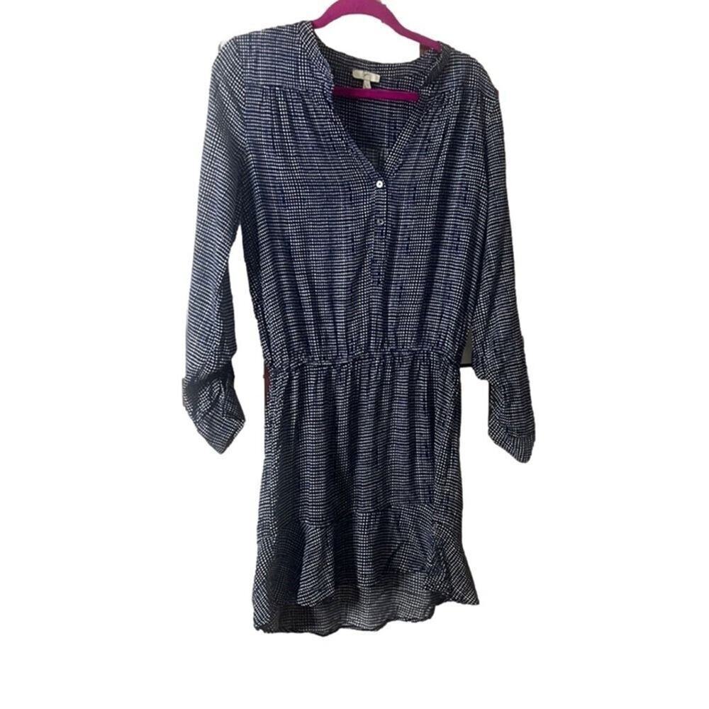 JOIE BLUE ACEY DRESS ROLL TAB SLEEVE SIZE S